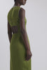 Amadine Embellished Dress In Olive Green Doppio Satin - Emilia Wickstead