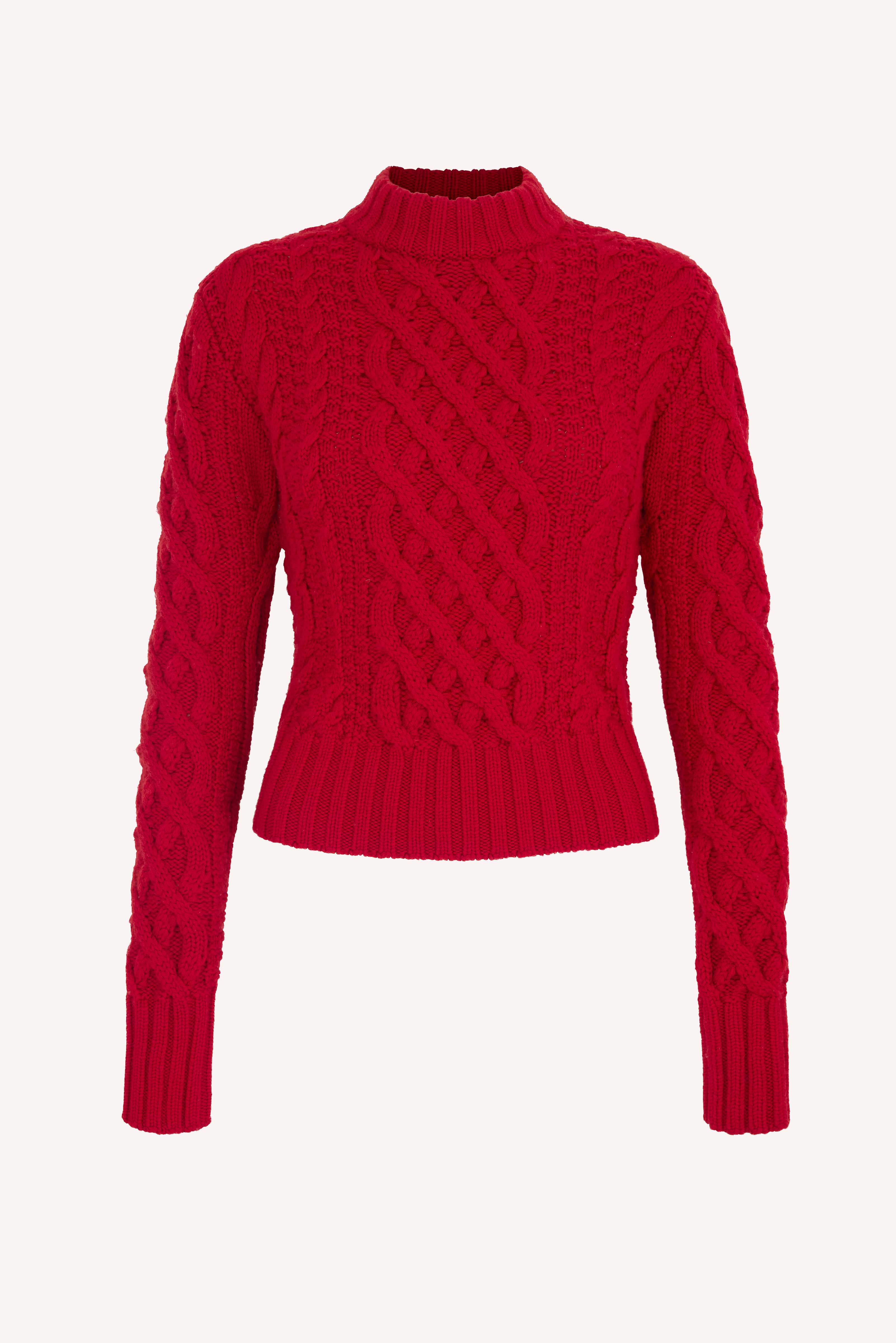 Emory Red Emory Deep Red Cable Knit Jumper | Emilia Wickstead