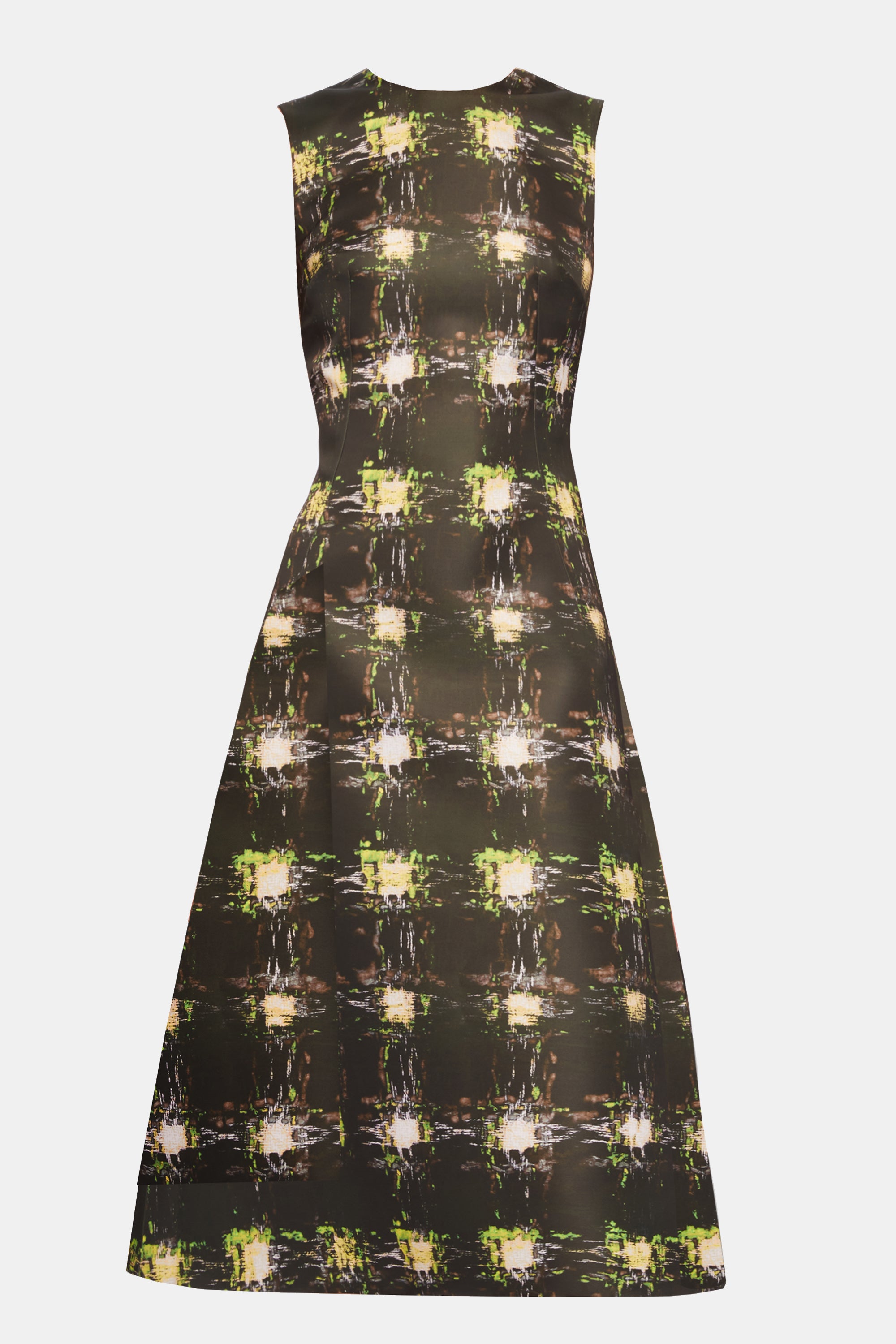 Rumi Dress In Printed Green Check Genzianella