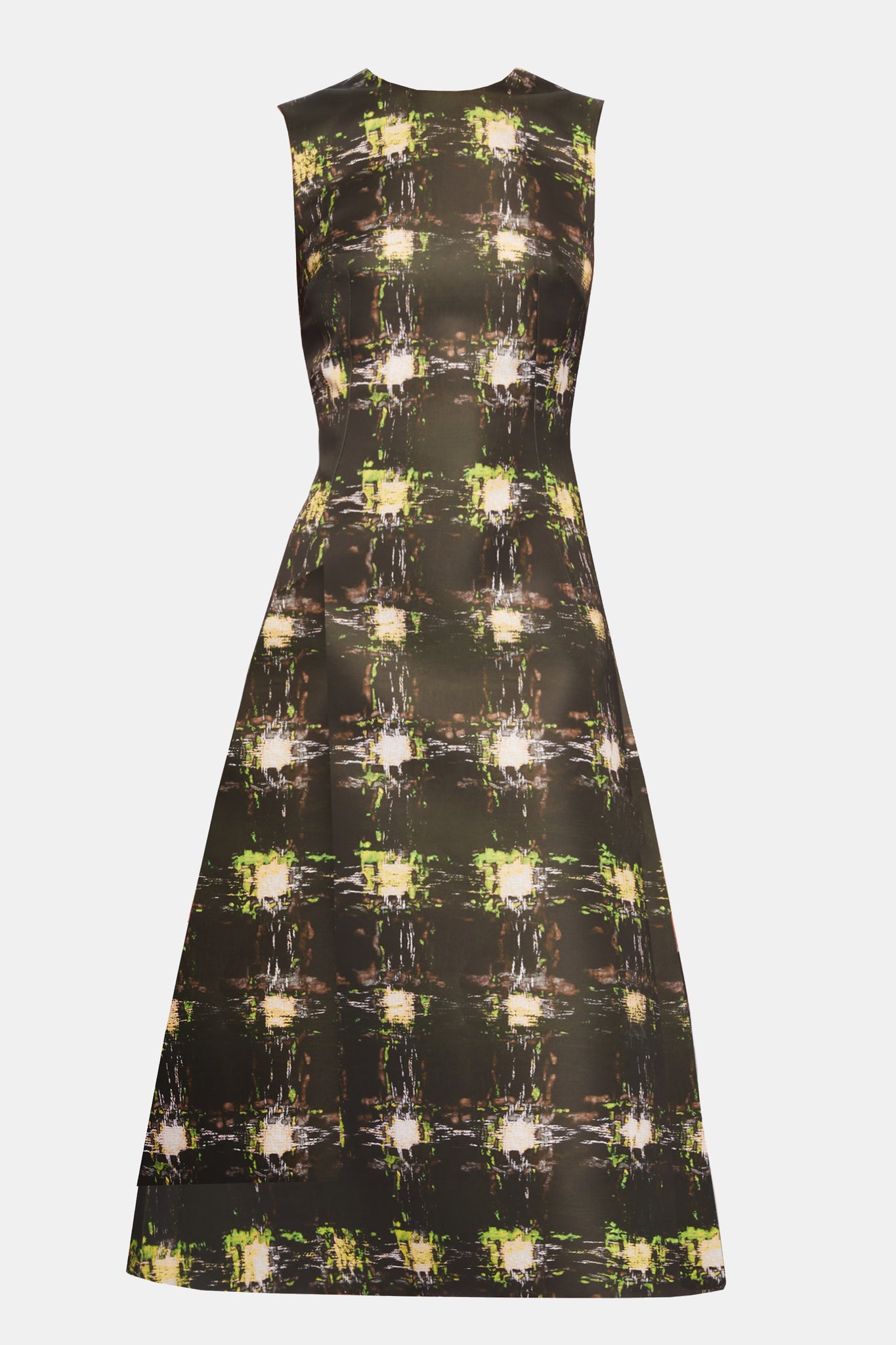 Rumi Dress In Printed Green Check Genzianella