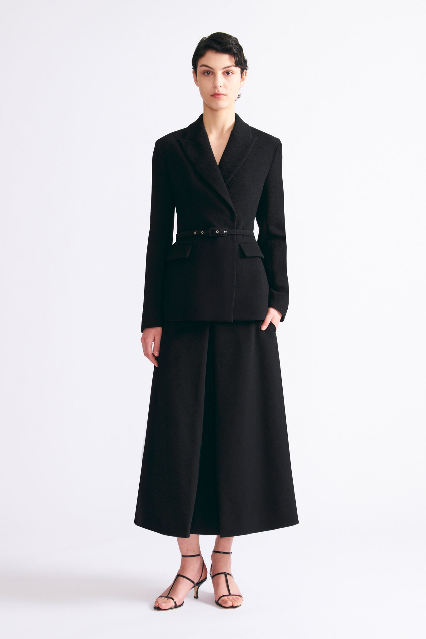 Sato Inverted Pleat A-Line Skirt In Black Double Crepe | Emilia Wickstead