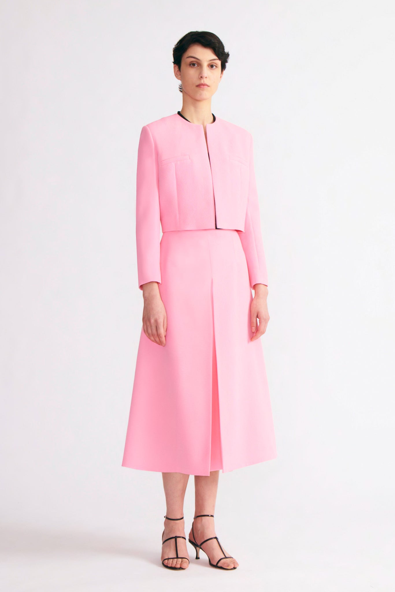 Sato A-Line Inverted Pleat Skirt In Pink Double Crepe | Emilia Wickstead