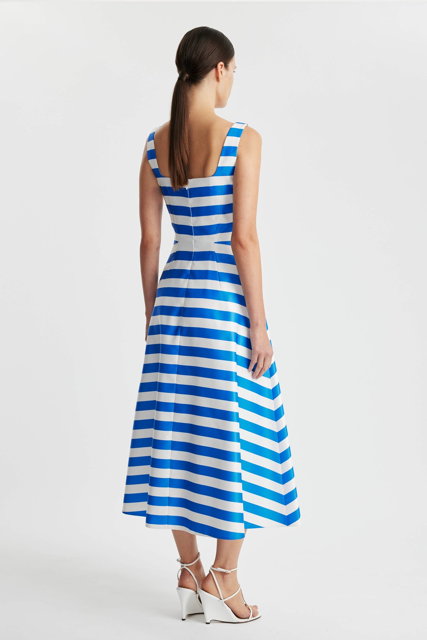 Shilo Dress In Blue Stripe Printed Twill | Emilia Wickstead