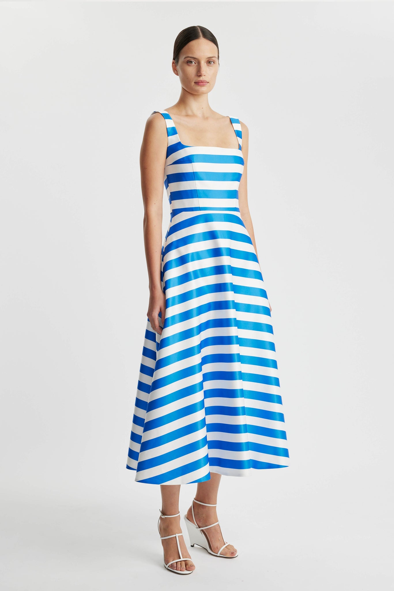 Shilo Dress In Blue Stripe Printed Twill | Emilia Wickstead