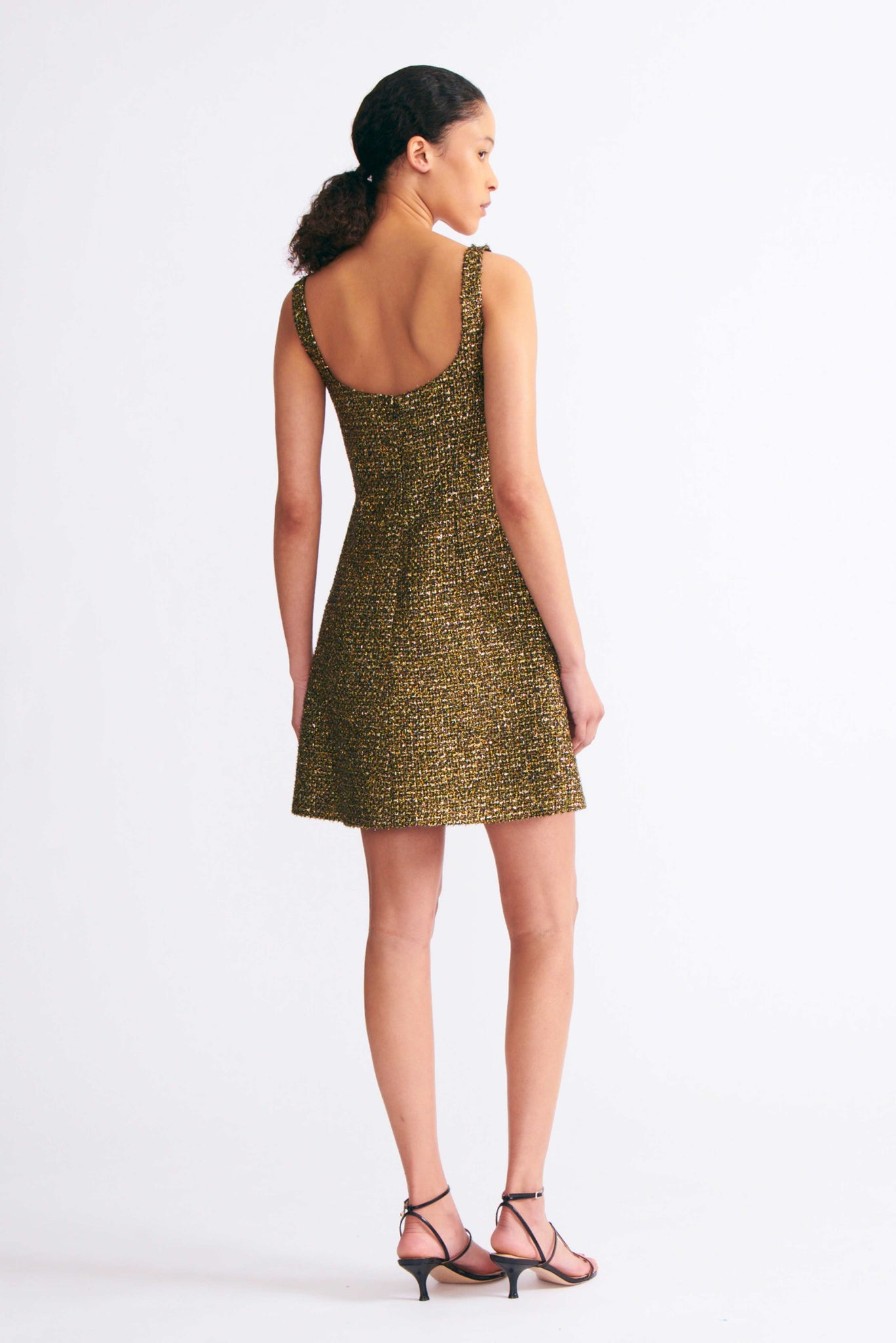 Talia Gold Disco Tweed Dress | Emilia Wickstead