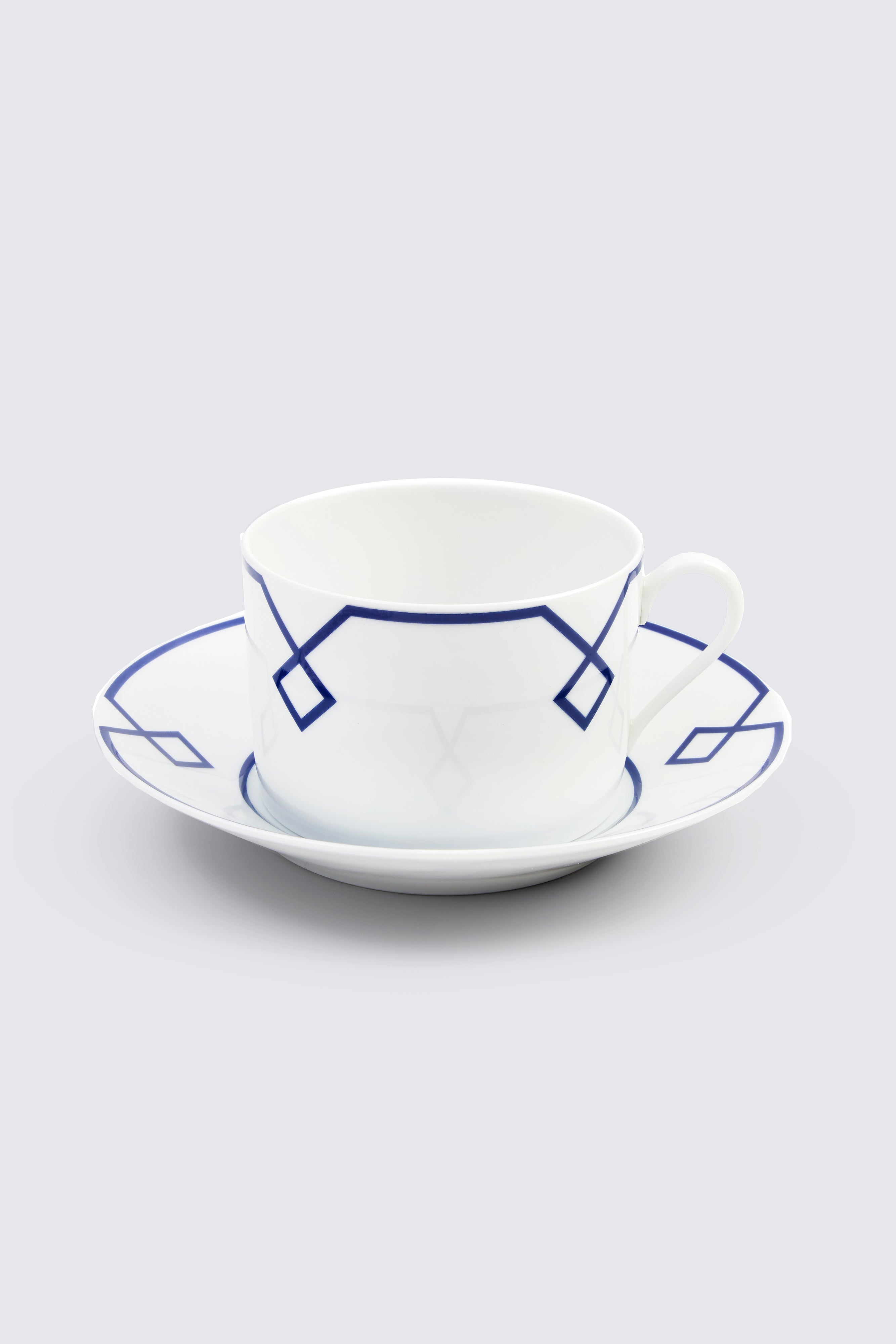 Naples Tea Cup Saucer Geometric Border