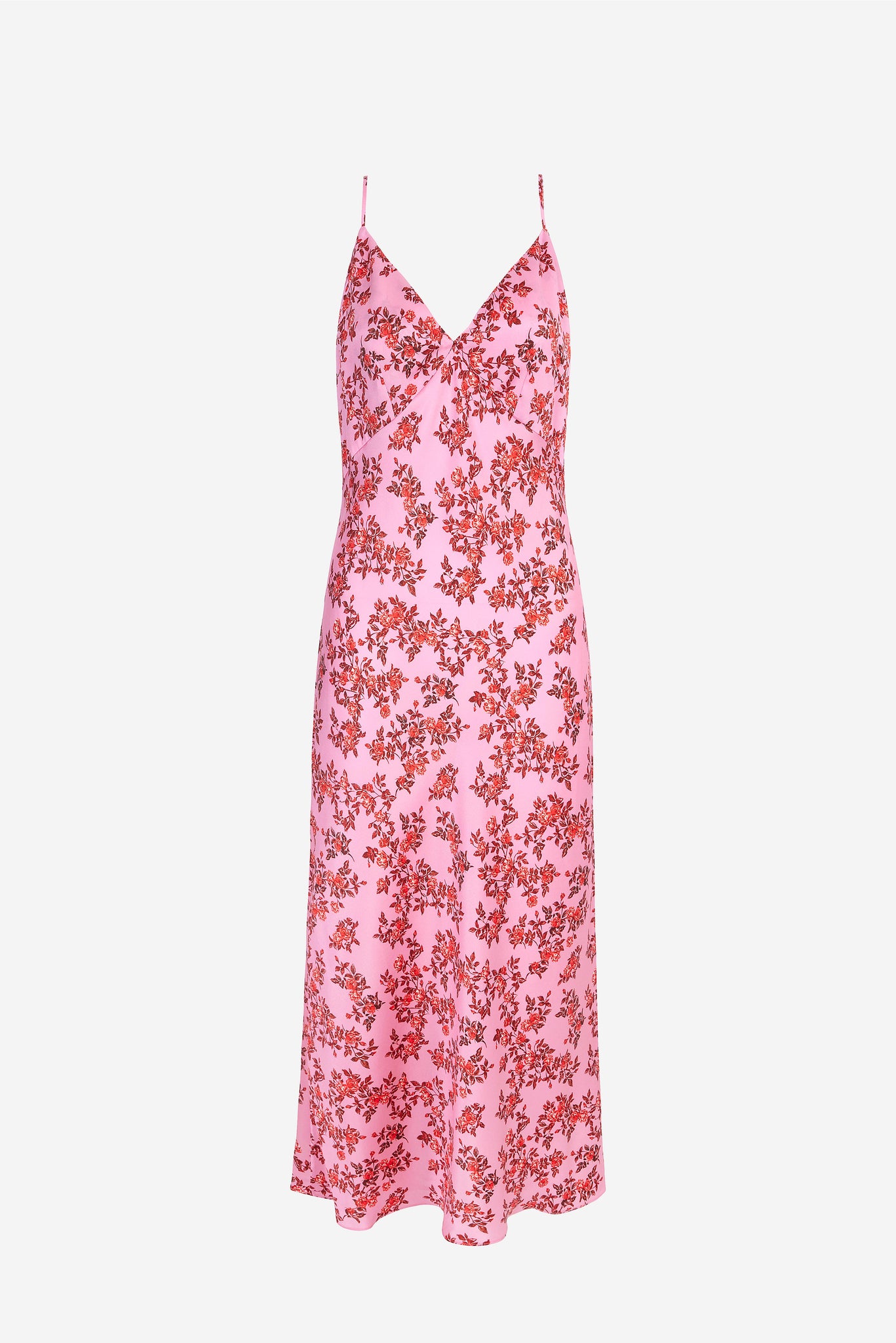 Trinny Red Roses On Pink Silk Satin Slip Dress | Emilia Wickstead