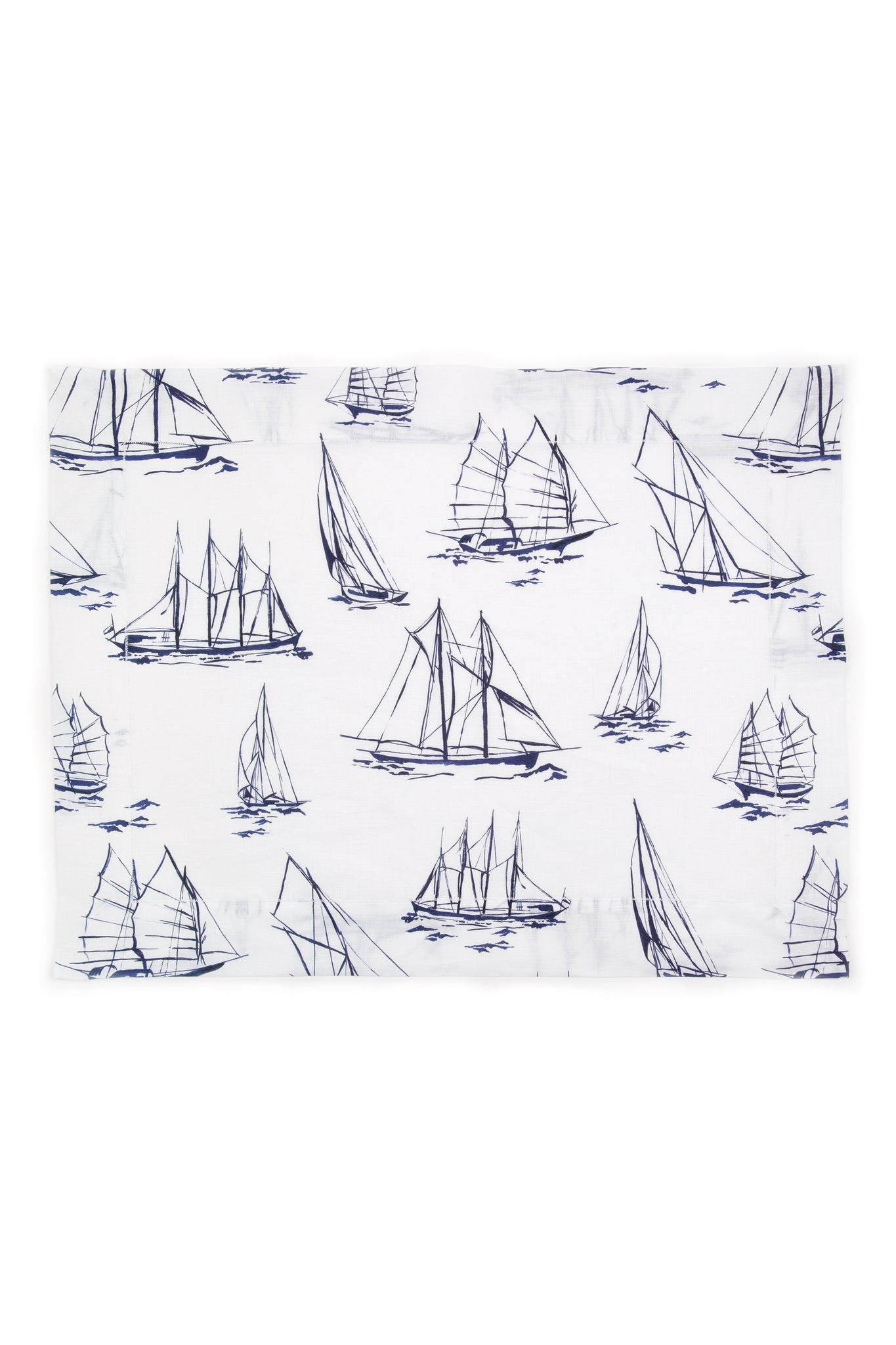 Set of 4 Printed Placemats| Blue Boats Linen | Emilia Wickstead