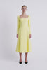 Glenda Dress | Lemon Long Sleeve Square Neck Dress | Emilia Wickstead