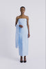 Hattie Dress | Pale Blue Jacquard Strapless Column Dress with Train | Emilia Wickstead