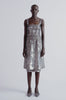 Moi Dress | Square Neckline Two Tiered Silver Sequin Dress | Emilia Wickstead