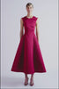 Luz Dress | Burgundy Duchess Satin Banded Fit & Flare Dress | Emilia Wickstead