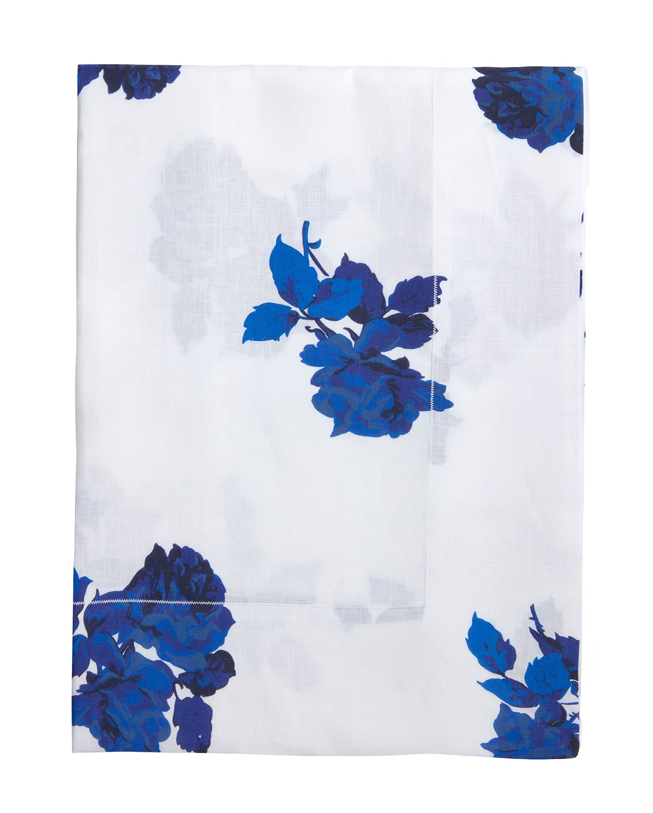 Printed Table Cloth| Blue Roses White Linen | Emilia Wickstead
