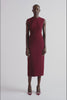 Elba Dress | Burgundy Tailored Tie-Back Pencil Dress | Emilia Wickstead