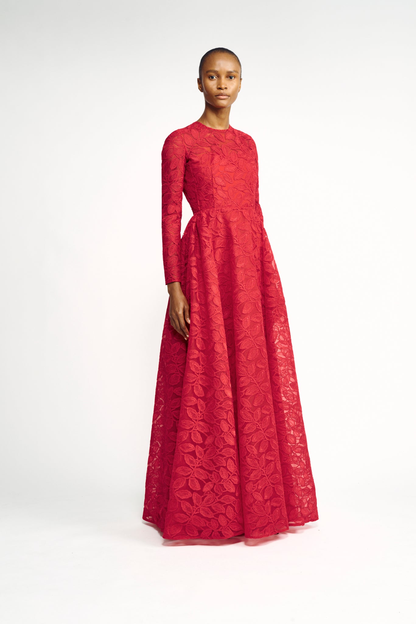 Annette Dress | Red Lace Long Sleeved Evening Dress | Emilia Wickstead Annette Dress | Red Lace Long Sleeved Evening Dress | Emilia Wickstead