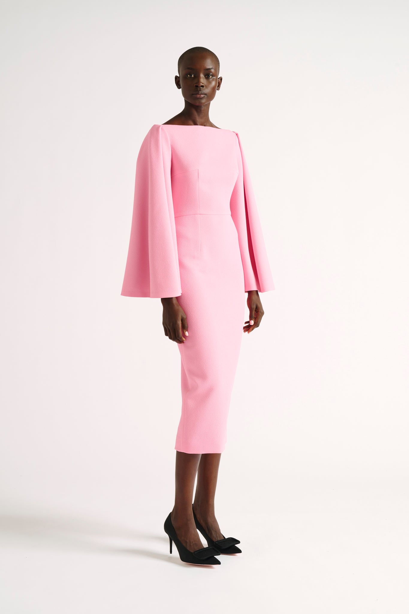 Switzy Dress | Pink Cape Sleeve Tailored Dress | Emilia Wickstead