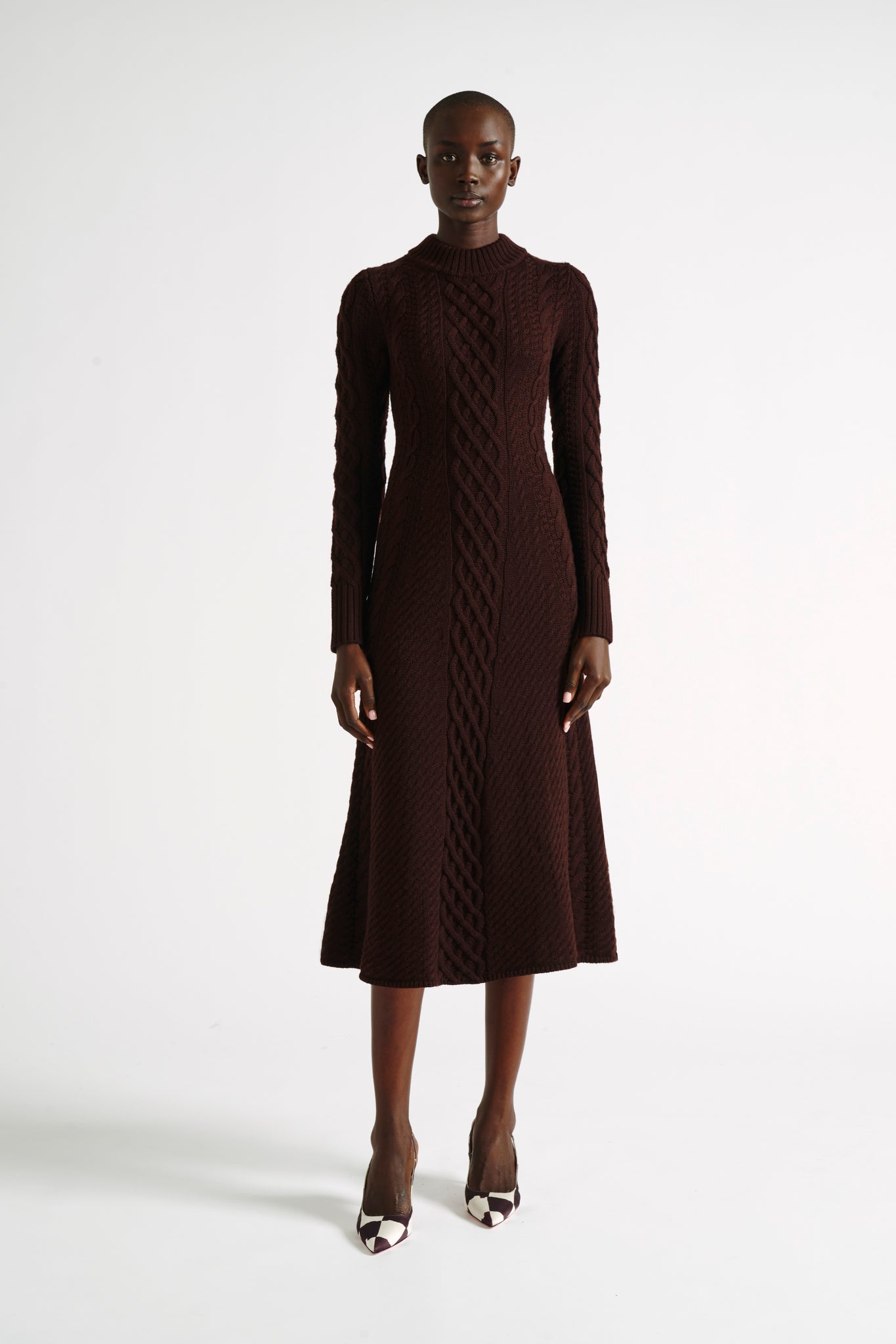 Soraya Dress | Brown Cable Knit Dress | Emilia Wickstead