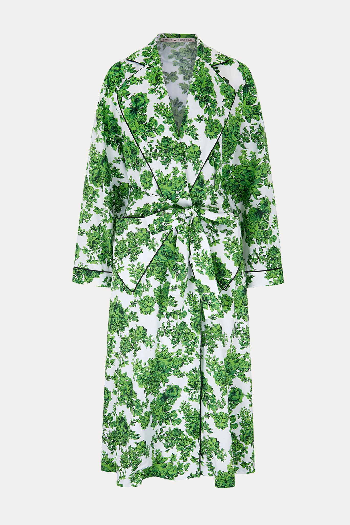 Amana Dressing Gown | Green Printed Roses| Emilia Wickstead