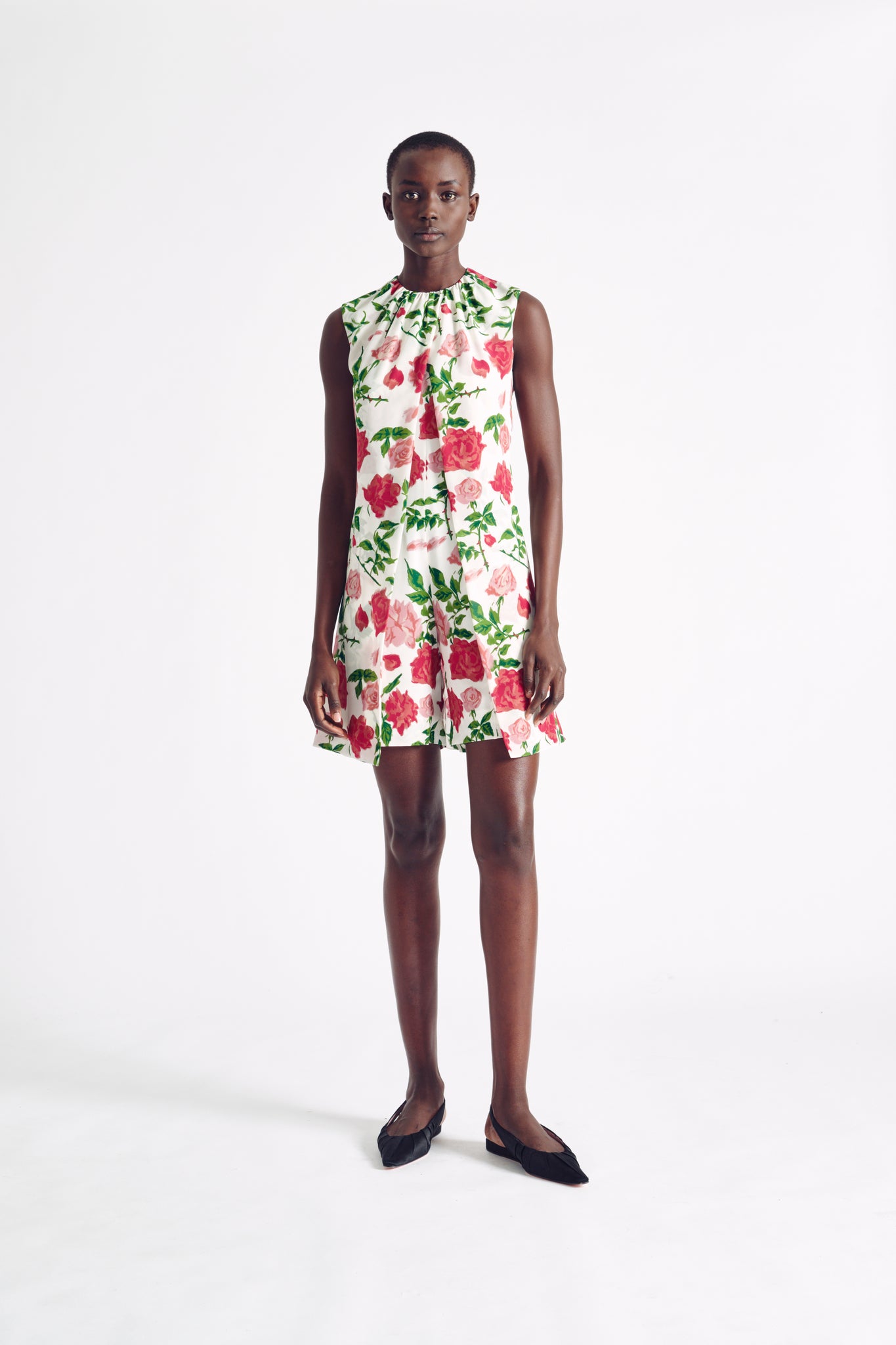 Bert Playsuit | Sleeveless Playsuit Red & Pink Roses | Emilia Wickstead