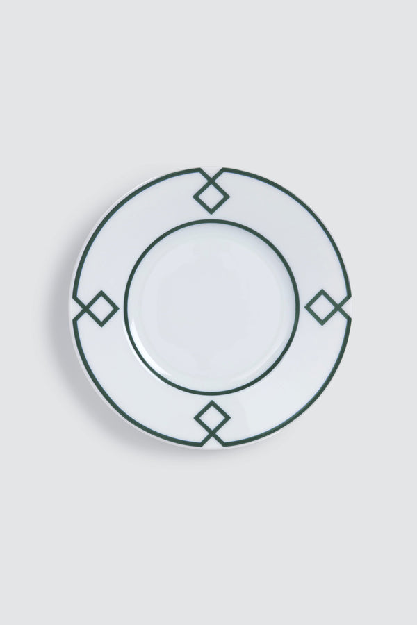 Naples Bread Plate with Green Geometric Border — Bridal Registry