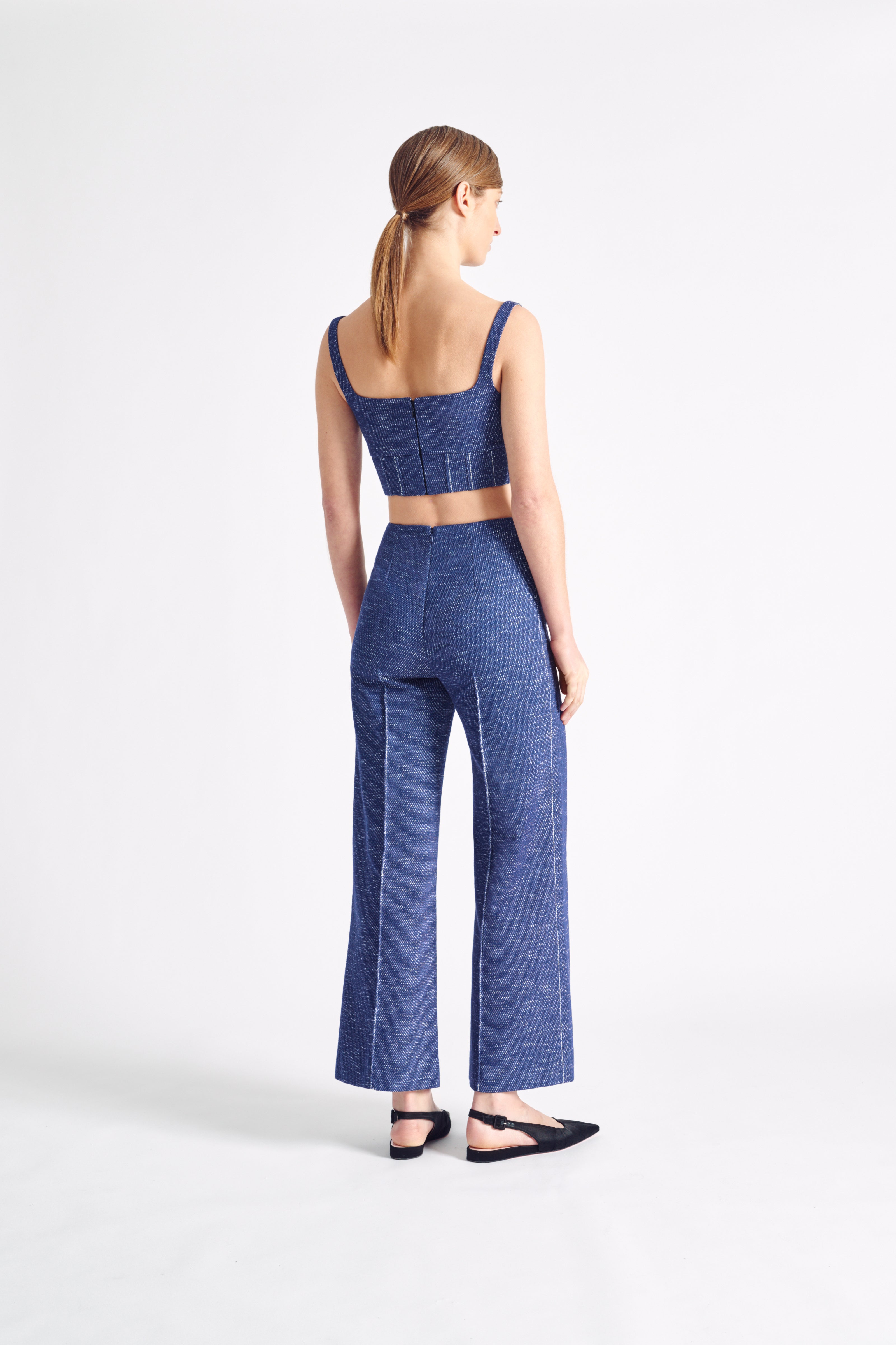 Mirna Top | Denim Sleeveless Crop Top| Emilia Wickstead