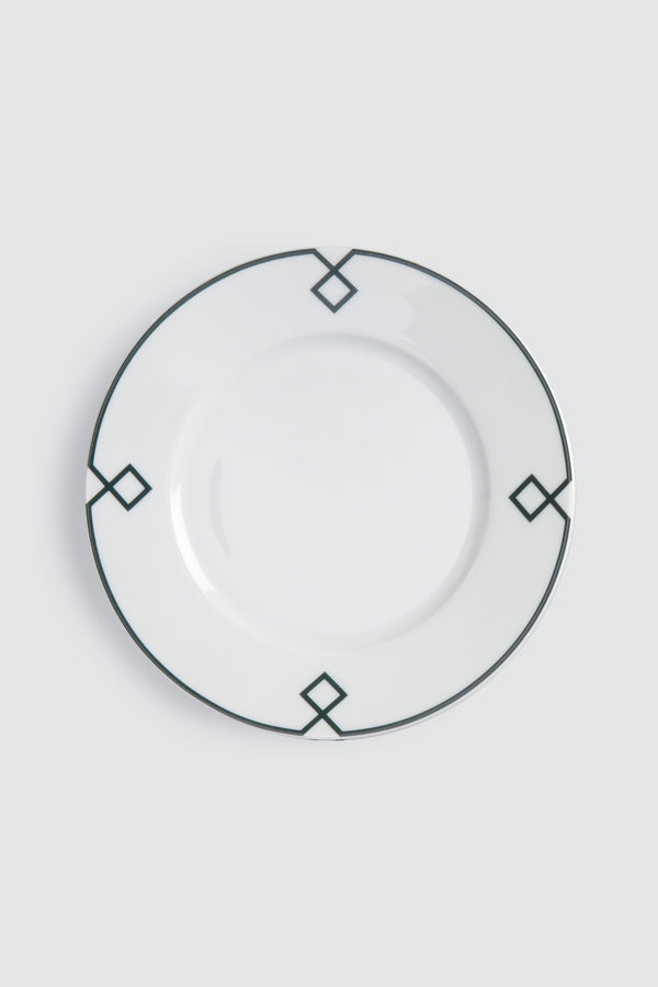 Naples Dessert Plate with Green Geometric Border — Bridal Registry