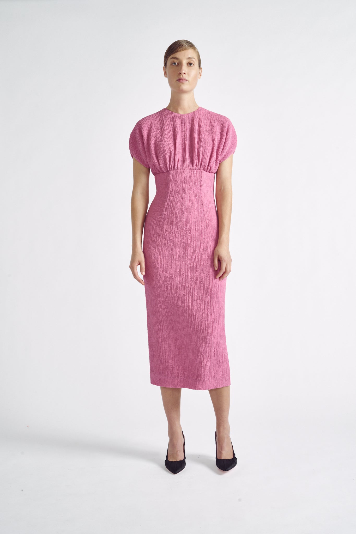 Karly Dress| 353-Crepe Seersucker Pink | Emilia Wickstead