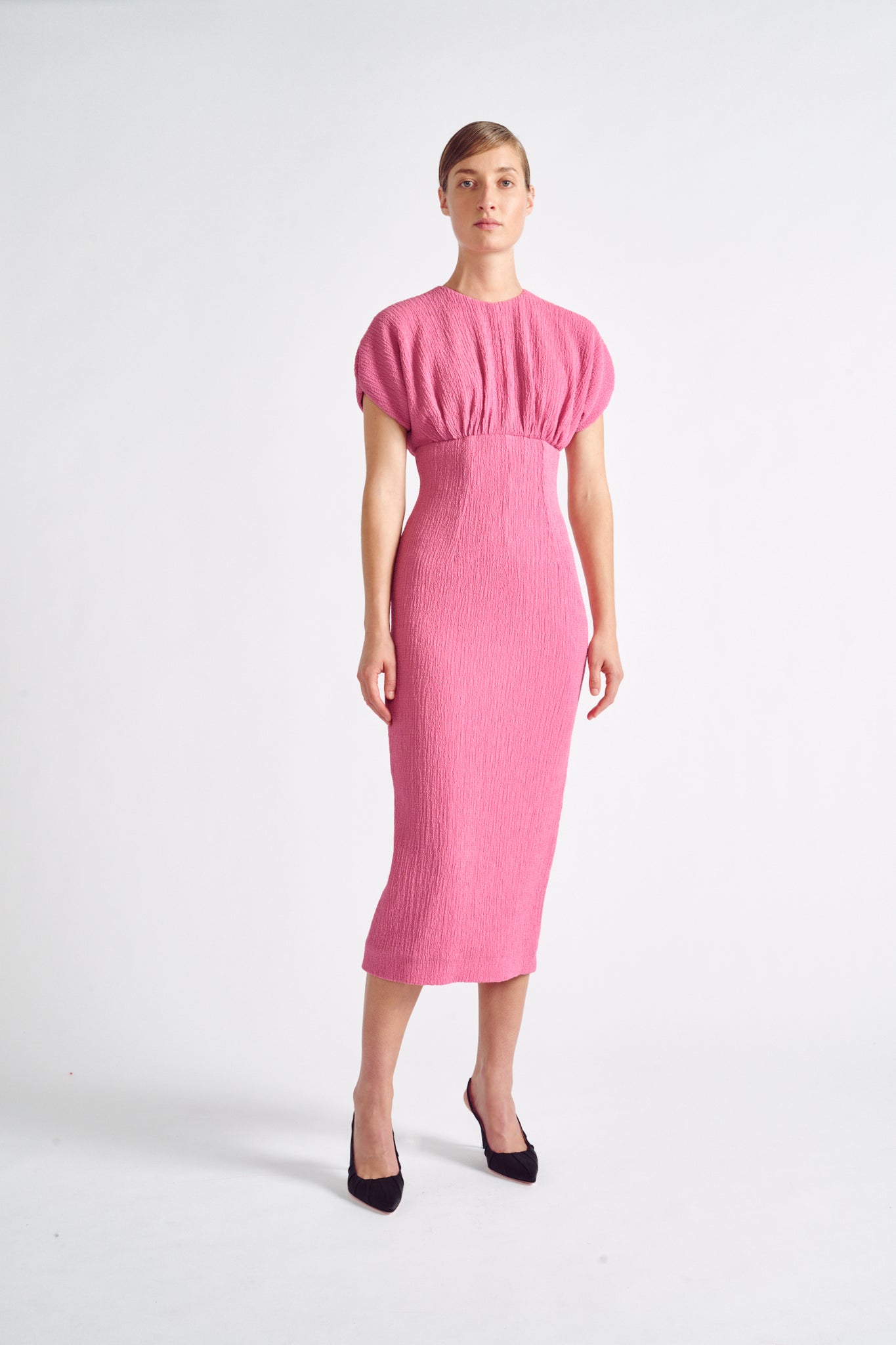 Karly Dress| 353-Crepe Seersucker Pink | Emilia Wickstead