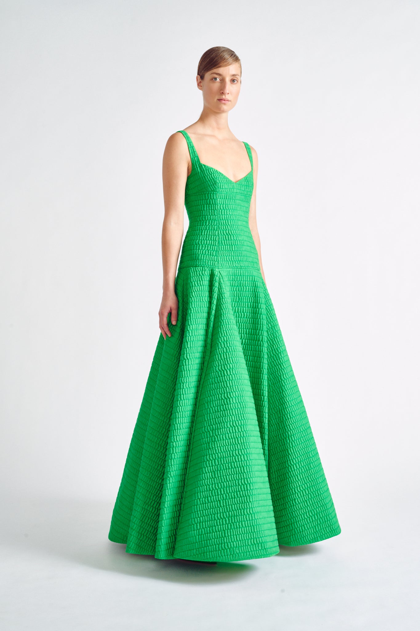 Gwendaline Gown | Green Croc Jacquard Evening Gown | Emilia Wickstead