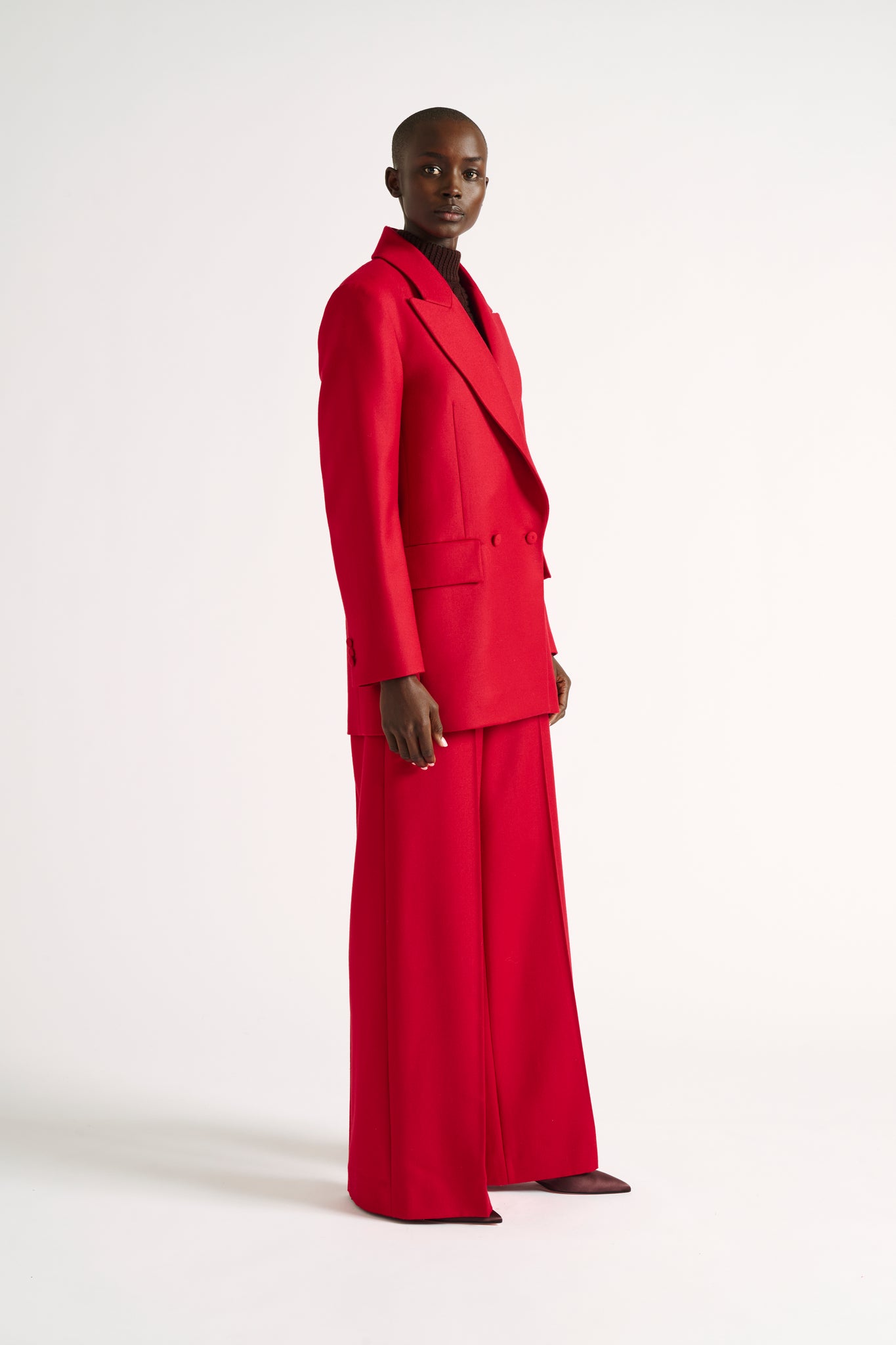 Mallory Jacket | Red Flanella Tailored Box Jacket | Emilia Wickstead