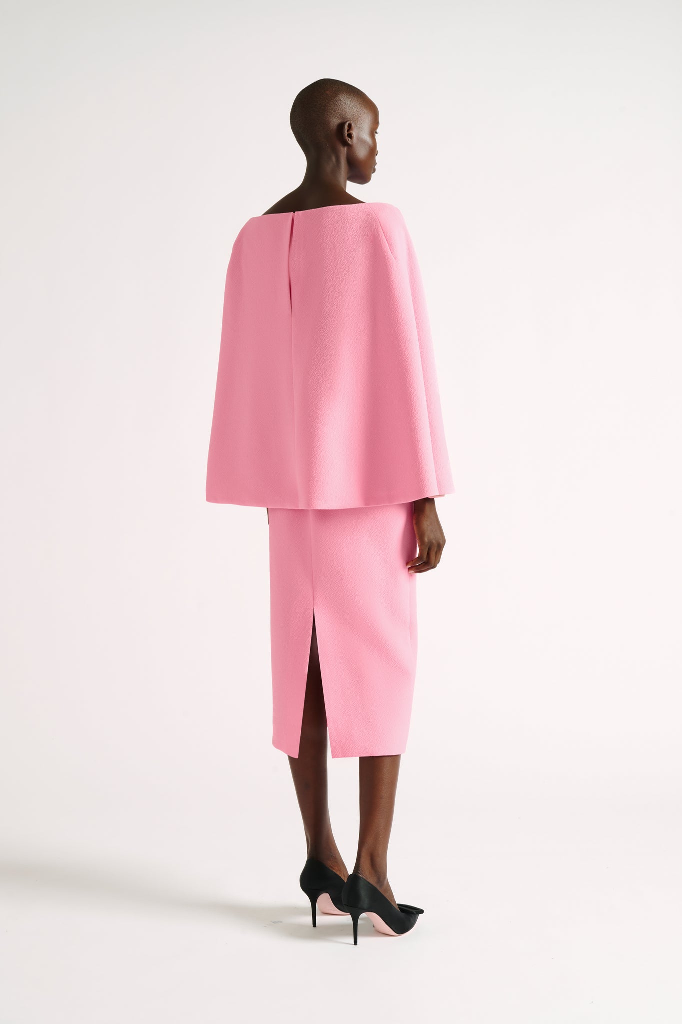 Switzy Dress | Pink Cape Sleeve Tailored Dress | Emilia Wickstead