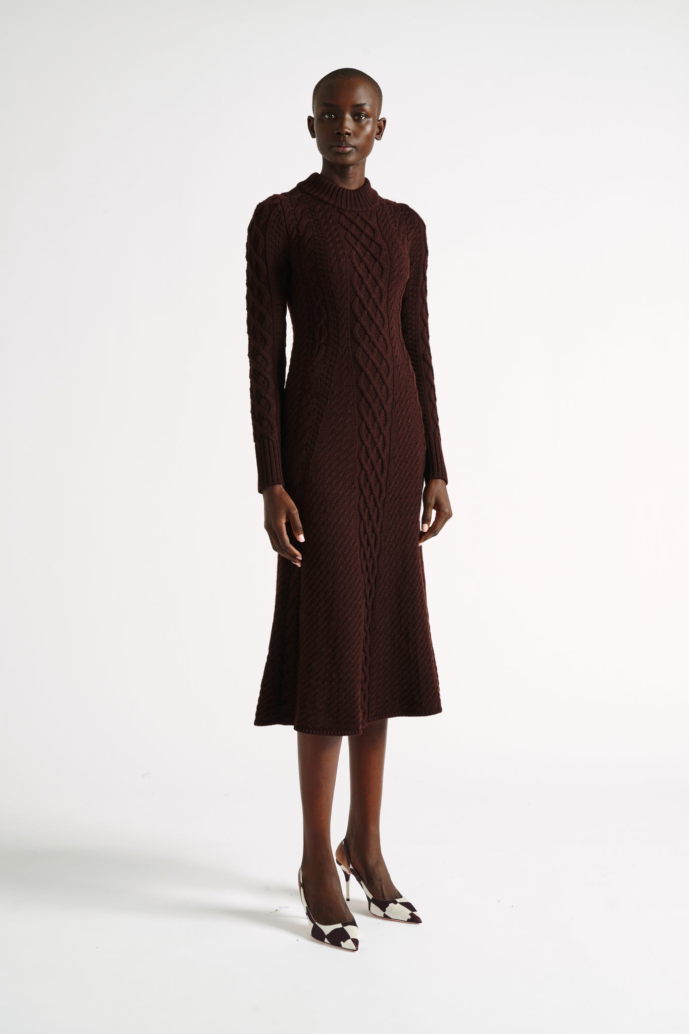 Soraya Dress | Brown Cable Knit Dress | Emilia Wickstead