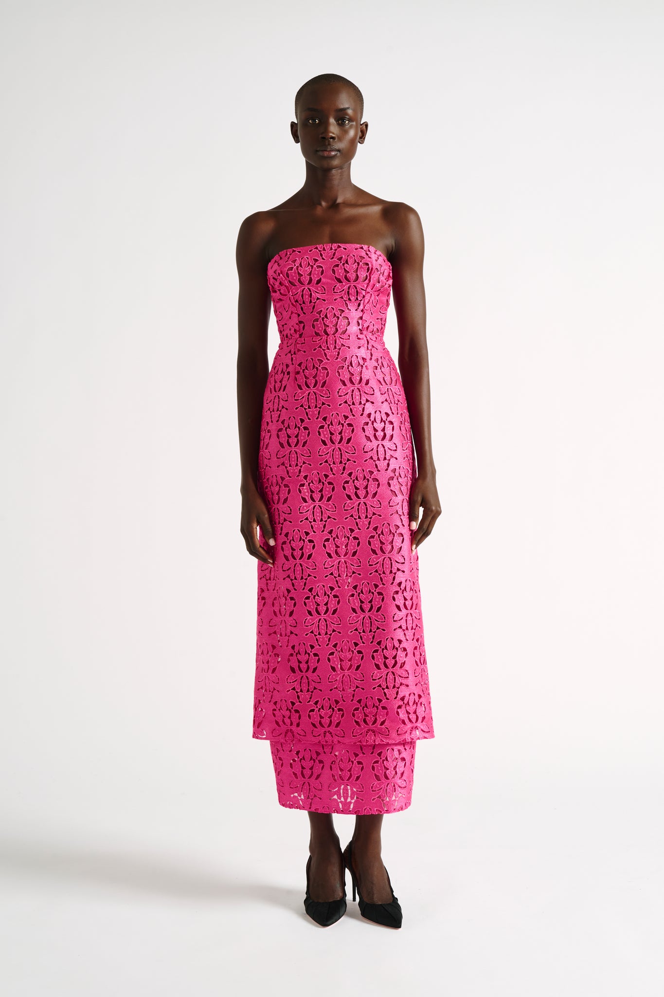 Jasmine Dress | Pink Guipure Lace Strapless Dress | Emilia Wickstead