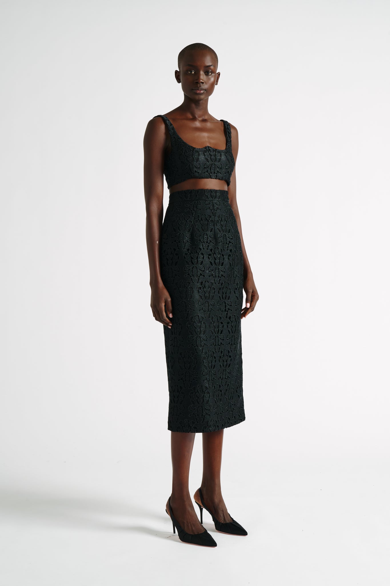 Lorinda Skirt | Black Lace Pencil Skirt | Emilia Wickstead