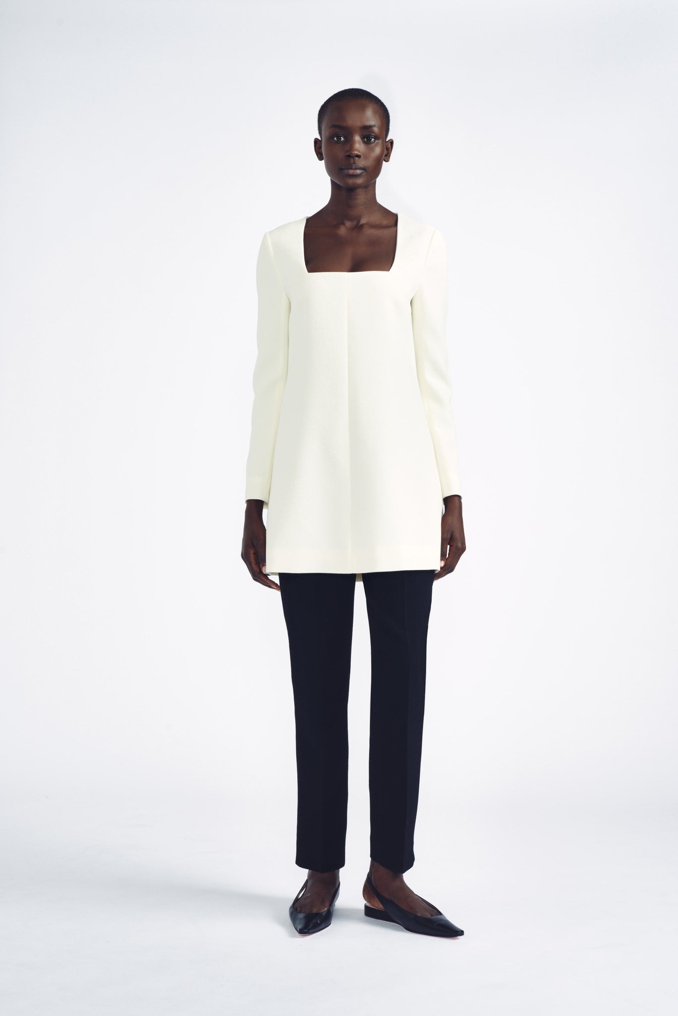 Alma Top | Cream Long Sleeve Tunic Dress Top | Emilia Wickstead