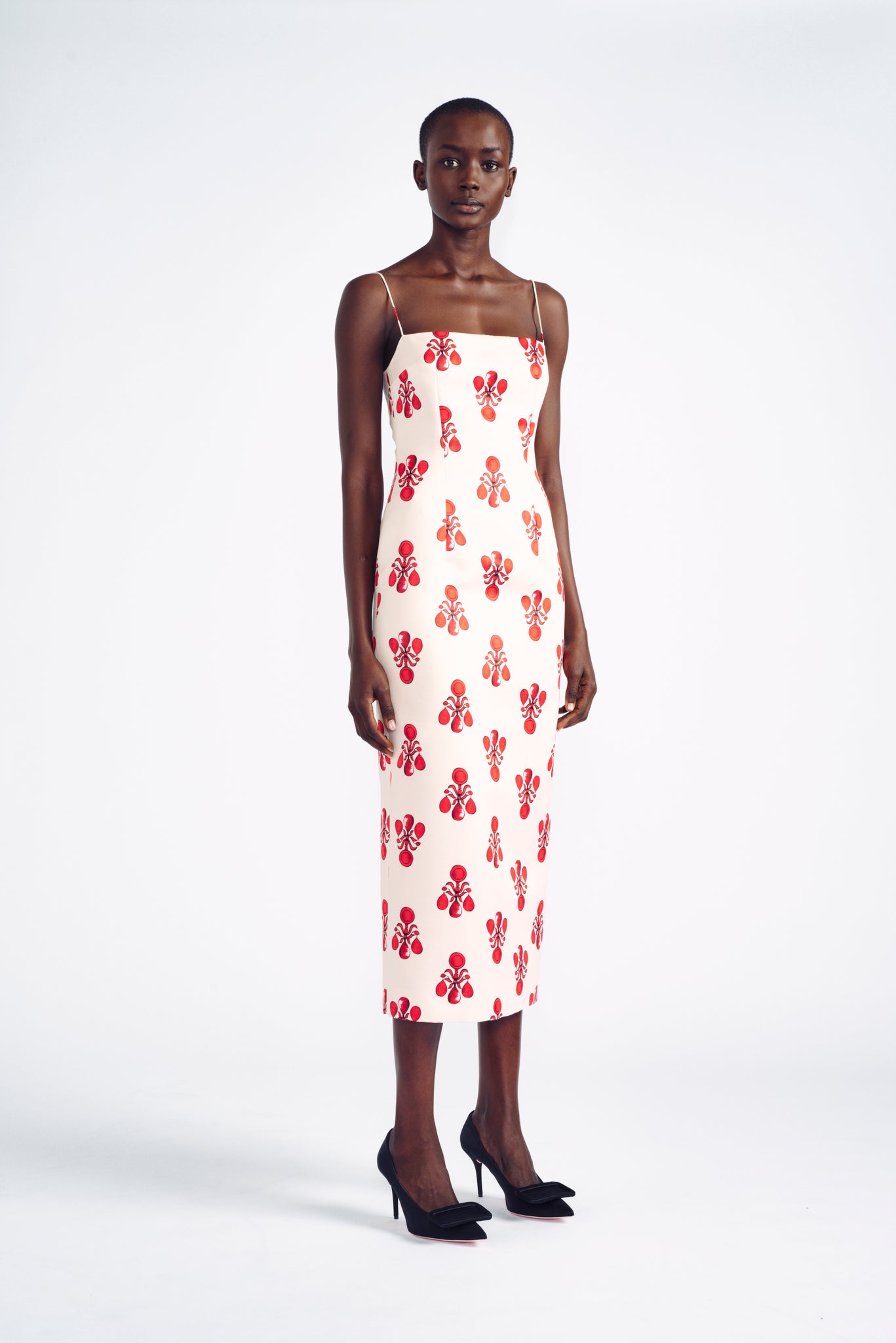 Wynda Dress | Pink and Red Jewel Print Column Dress | Emilia Wickstead