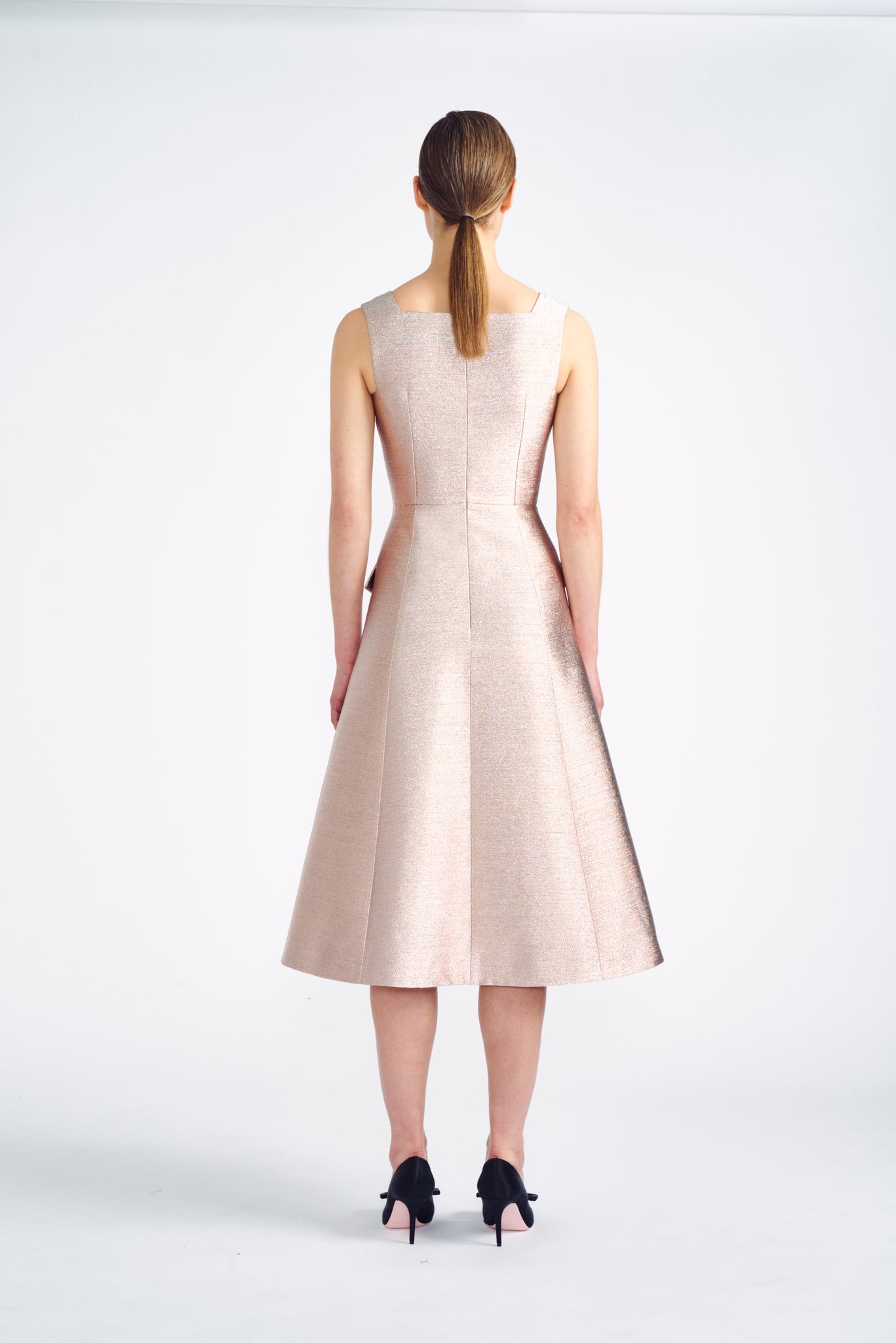 Petra Dress | Pink Metallic Fit and Flare Dress | Emilia Wickstead