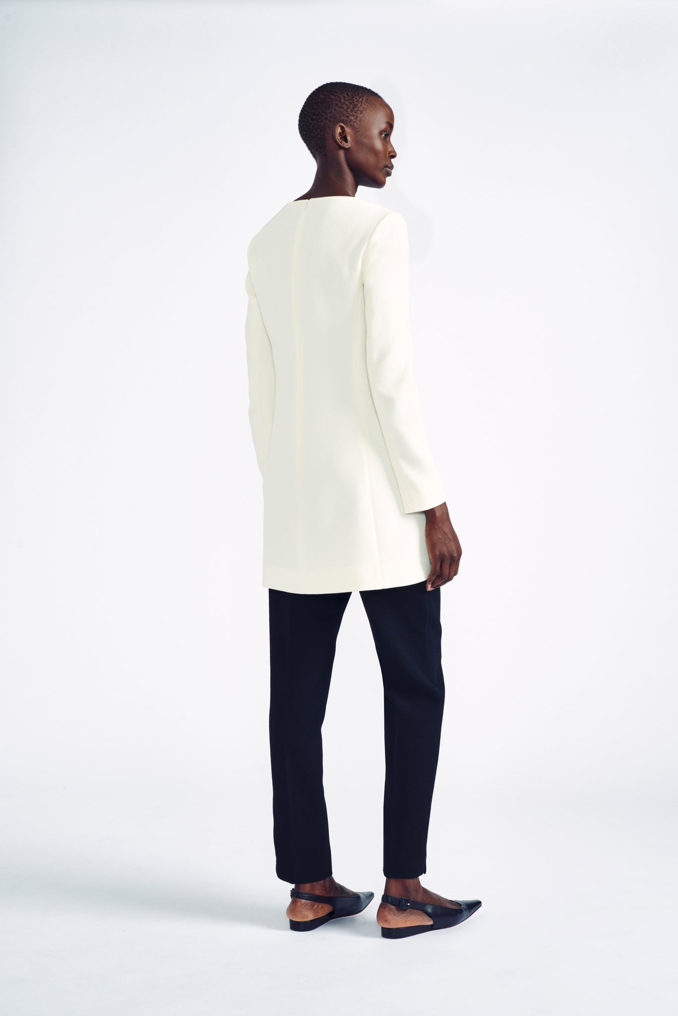 Alma Top | Cream Long Sleeve Tunic Dress Top | Emilia Wickstead