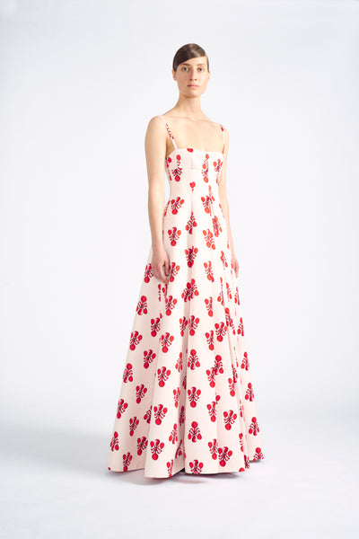 Oceana Gown Pink and Red Jewel Print Evening Dress Emilia