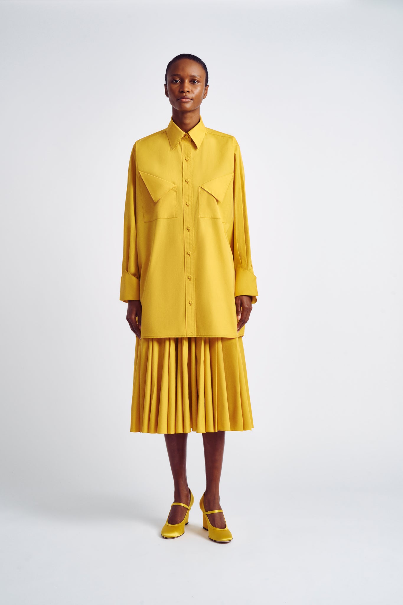 Tiennie Skirt | Mustard Yellow Cotton Full Skirt | Emilia Wickstead