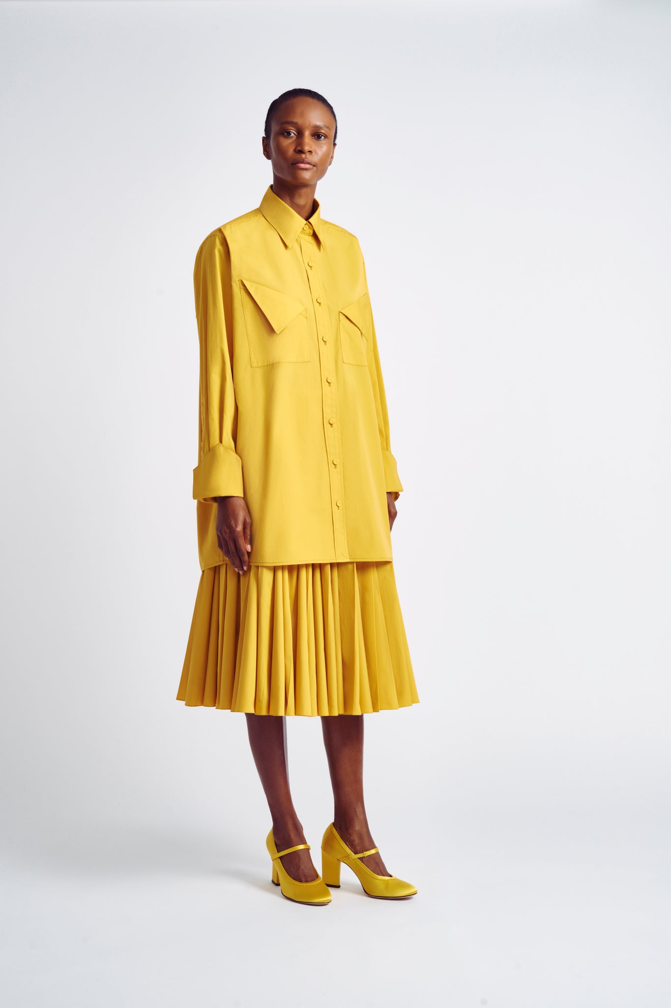 Tiennie Skirt | Mustard Yellow Cotton Full Skirt | Emilia Wickstead