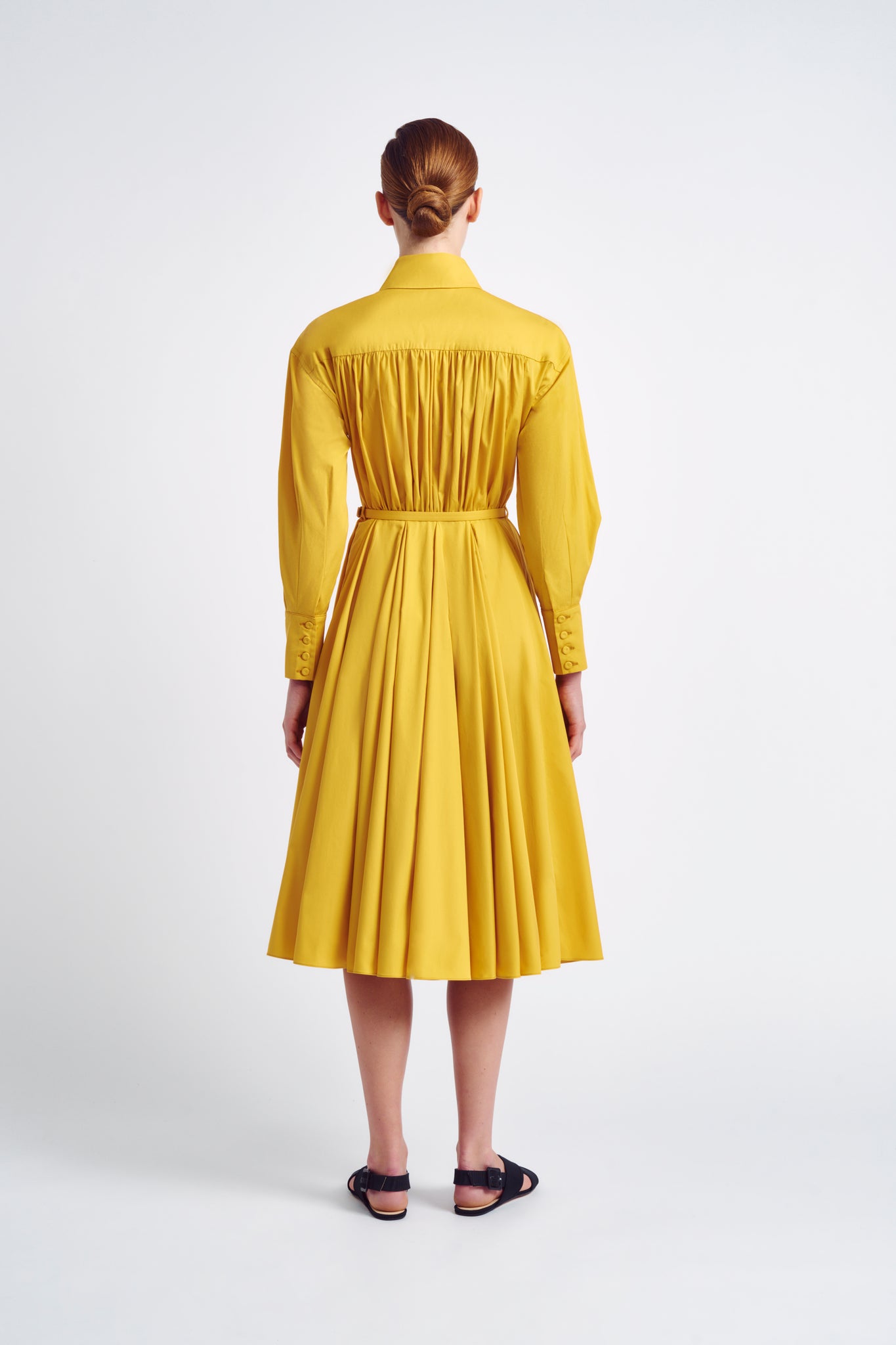 Mercy Dress | Mustard Yellow Fit-and-Flare Shirt Dress | Emilia Wickstead