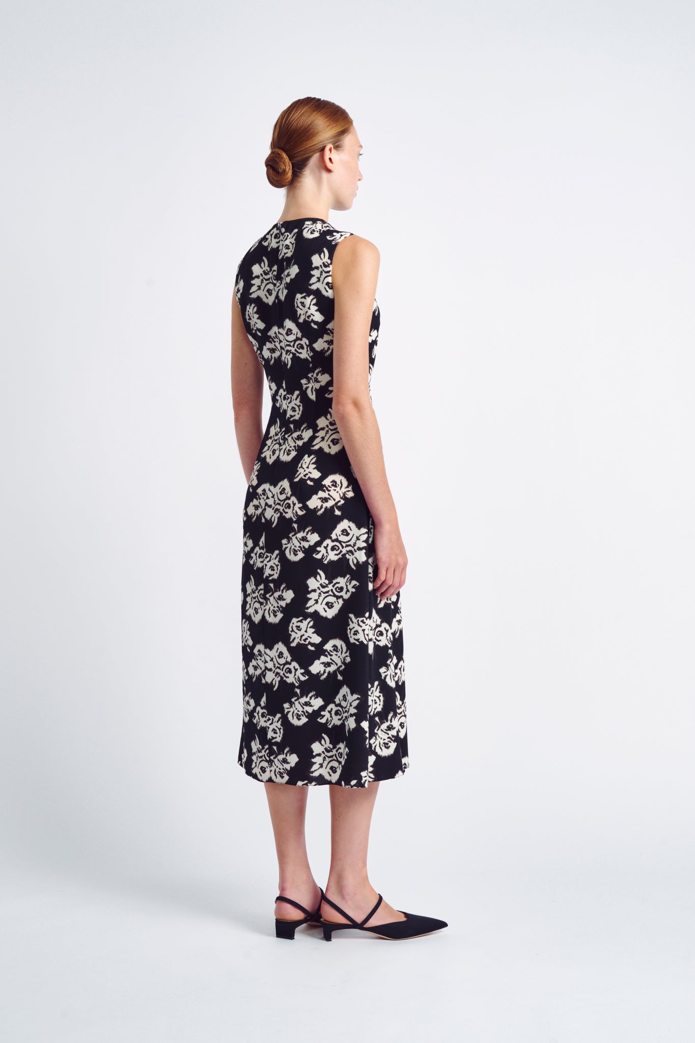 Ottilie Dress | Black and White Floral Printed Sleeveless Dress | Emilia Wickstead