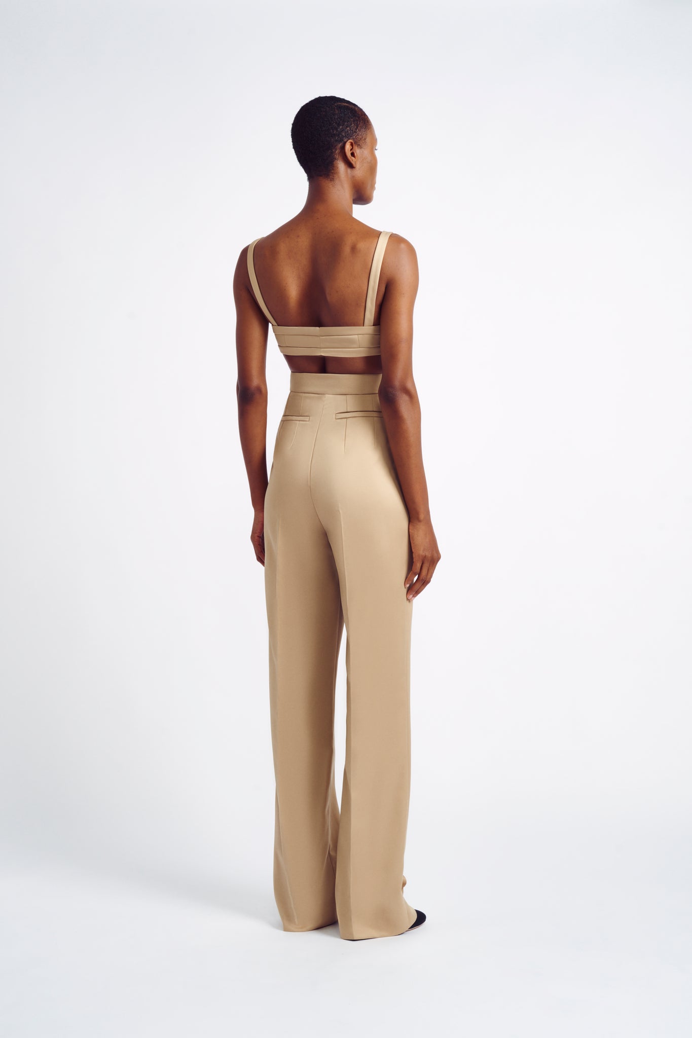 Francine Trouser, Champagne Bonded Satin Trousers