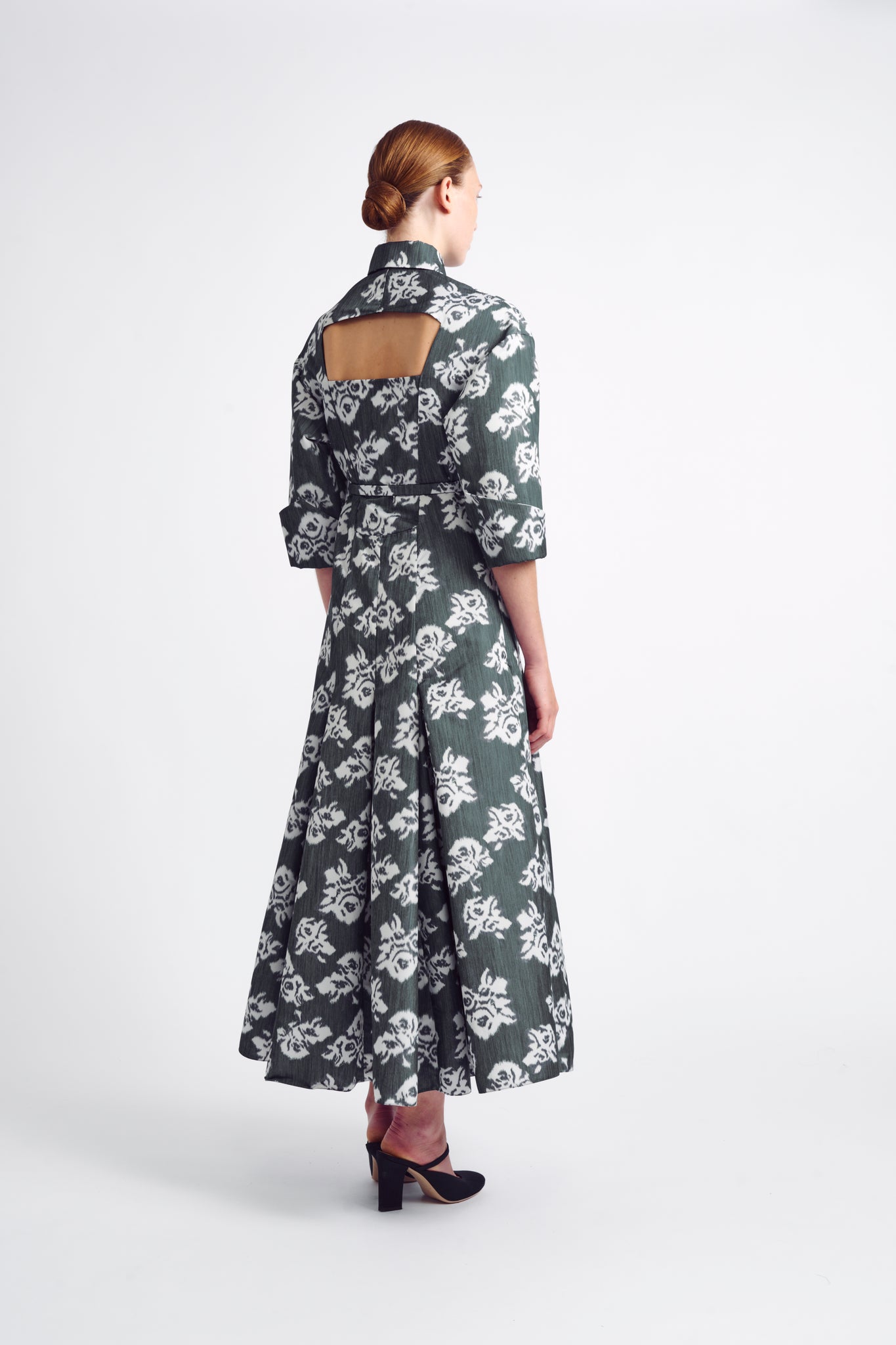 Tokyo Dress | Grey Floral Print Long Shirt Dress | Emilia Wickstead