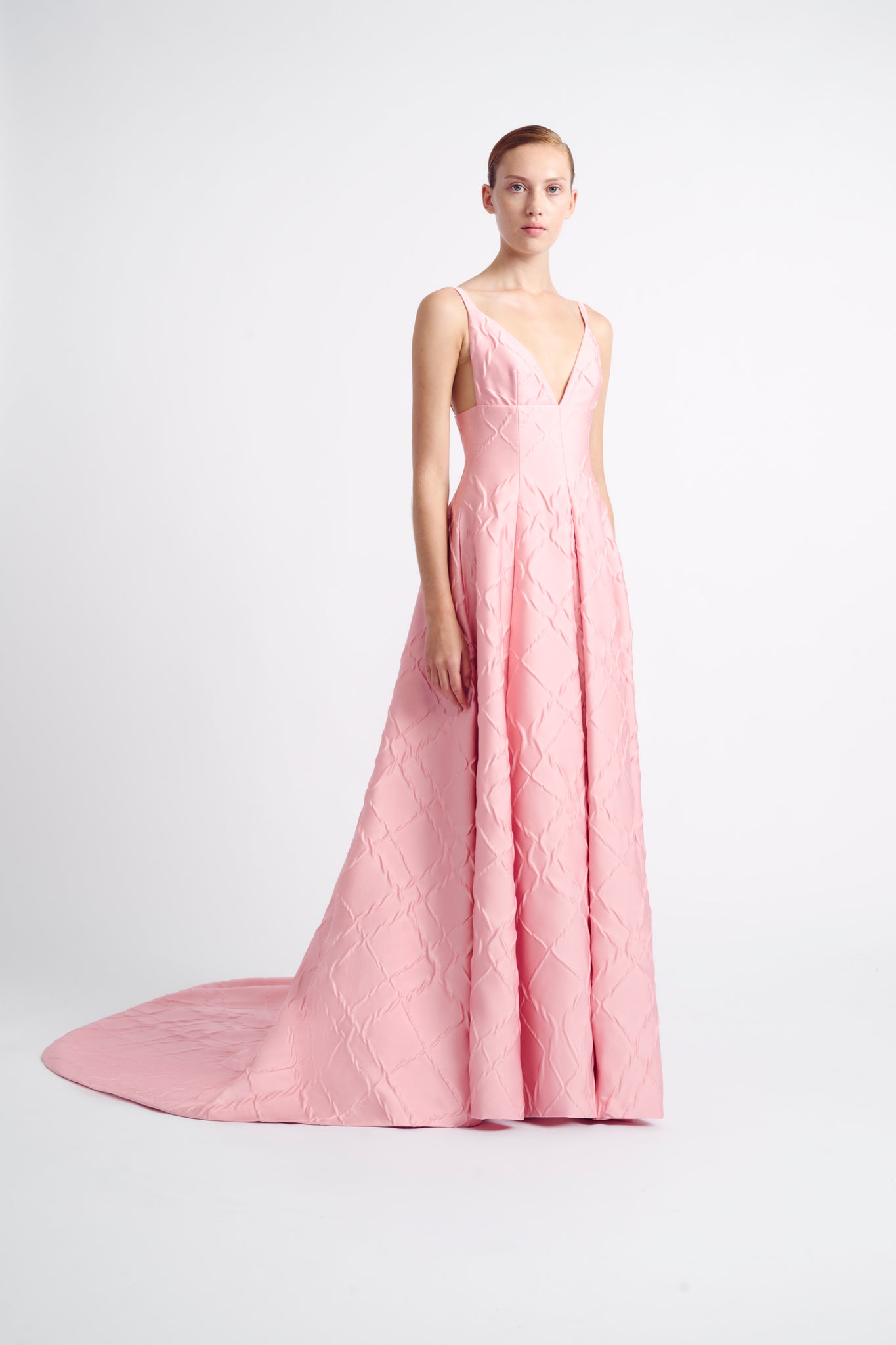 Merise Dress | Pink Floor Length Evening Gown with Train | Emilia Wickstead
