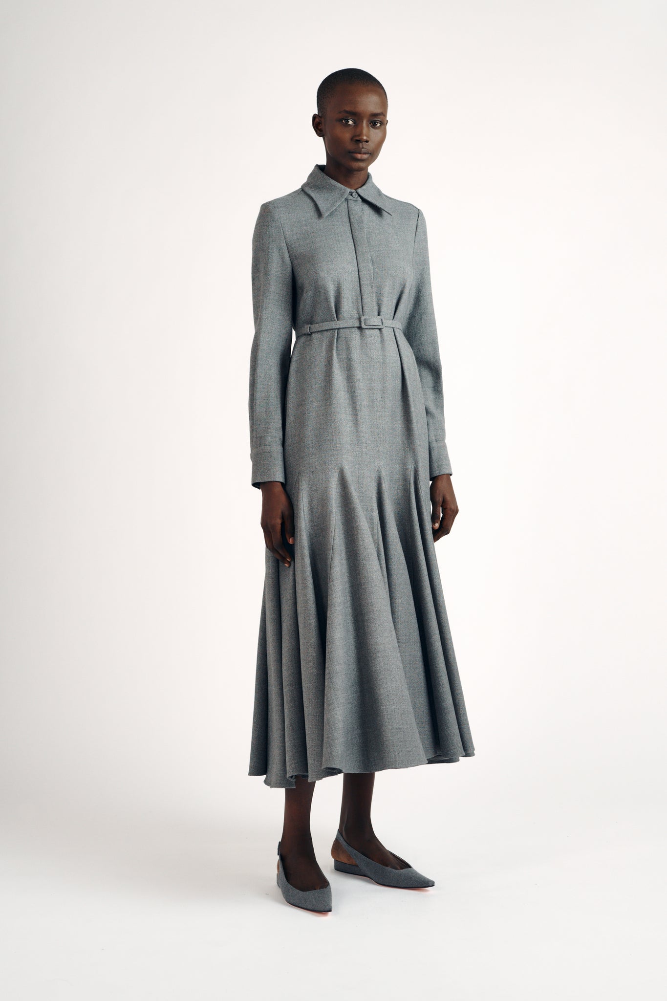 Marion Dress| Light Grey Flanella | Emilia Wickstead