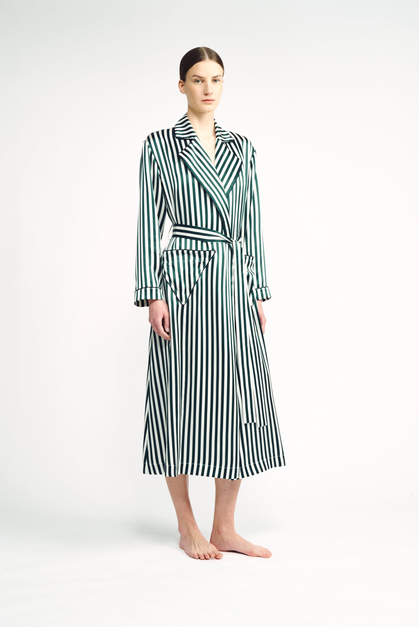 green and white dressing gown Green Stripe Dressing Gown