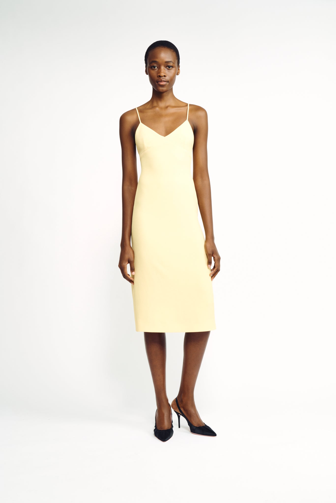 Tribu Dress | Lemon Yellow Double Crepe Slip Dress | Emilia Wickstead