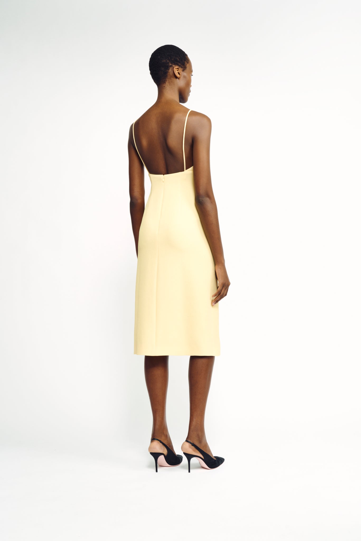Tribu Dress | Lemon Yellow Double Crepe Slip Dress | Emilia Wickstead